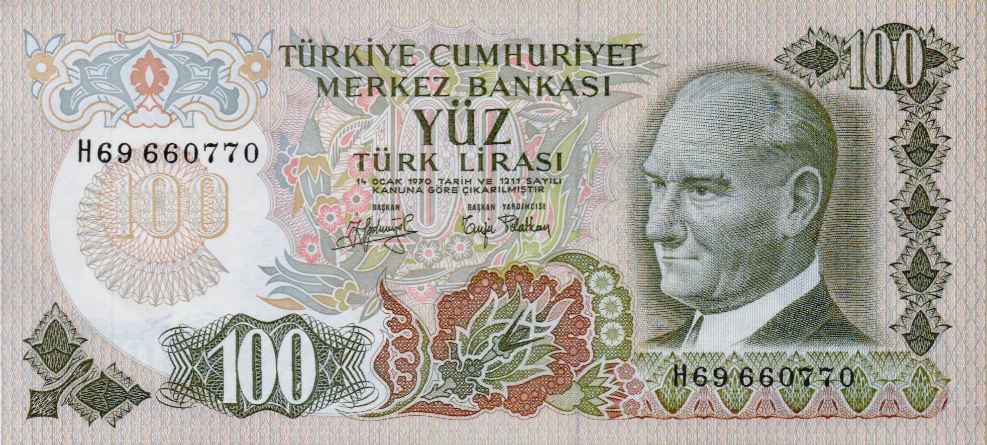 Turkey 100 1971 UNC P-189/(2-1)